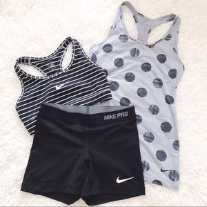 Nike Bra Top, Tanktop, Shorts Set in Size Small